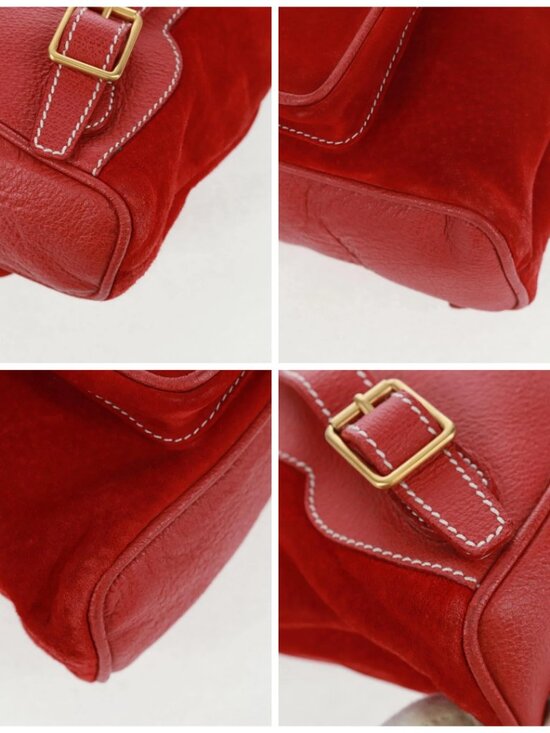 GUCCI Bamboo Backpack Suede Red Gold 003 1998 0030 Auth gh1510 main image 4